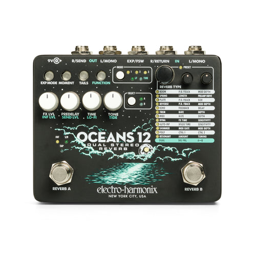 Electro-Harmonix Oceans 12 Dual Stereo Reverb Guitar Effects Pedal