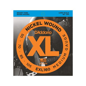 D'Addario EXL160 Nickel Wound Bass Guitar Strings, Medium, 50-105, Long Scale