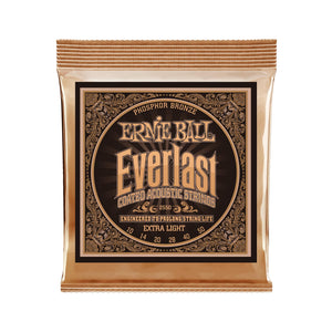 Ernie Ball Everlast Extra Light Coated Phosphor Bronze Acoustic Guitar Strings, 10-50