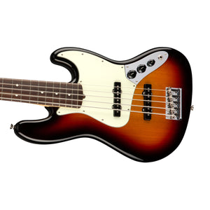 Fender American Professional 5-String Jazz Bass Guitar, RW FB, 3-Tone Sunburst