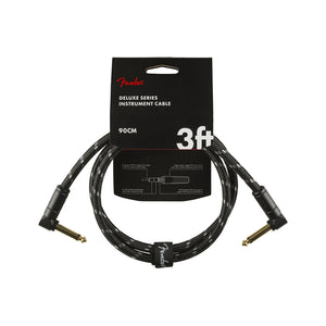 Fender Deluxe Series Angled Instrument Cable, 3ft, Black Tweed