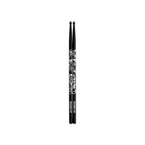 TAMA 7A-S-BS Design Series Sticks Of Doom Oak Sticks, Black/Silver Pattern